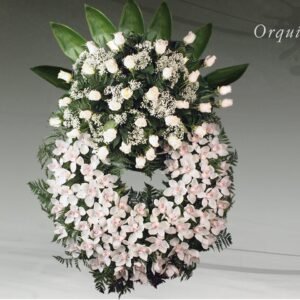 Corona de orquídeas blancas para funeral Madrid Ajalvir