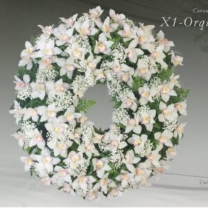 Corona de orquídeas X1 flores blancas funeral Ajalvir