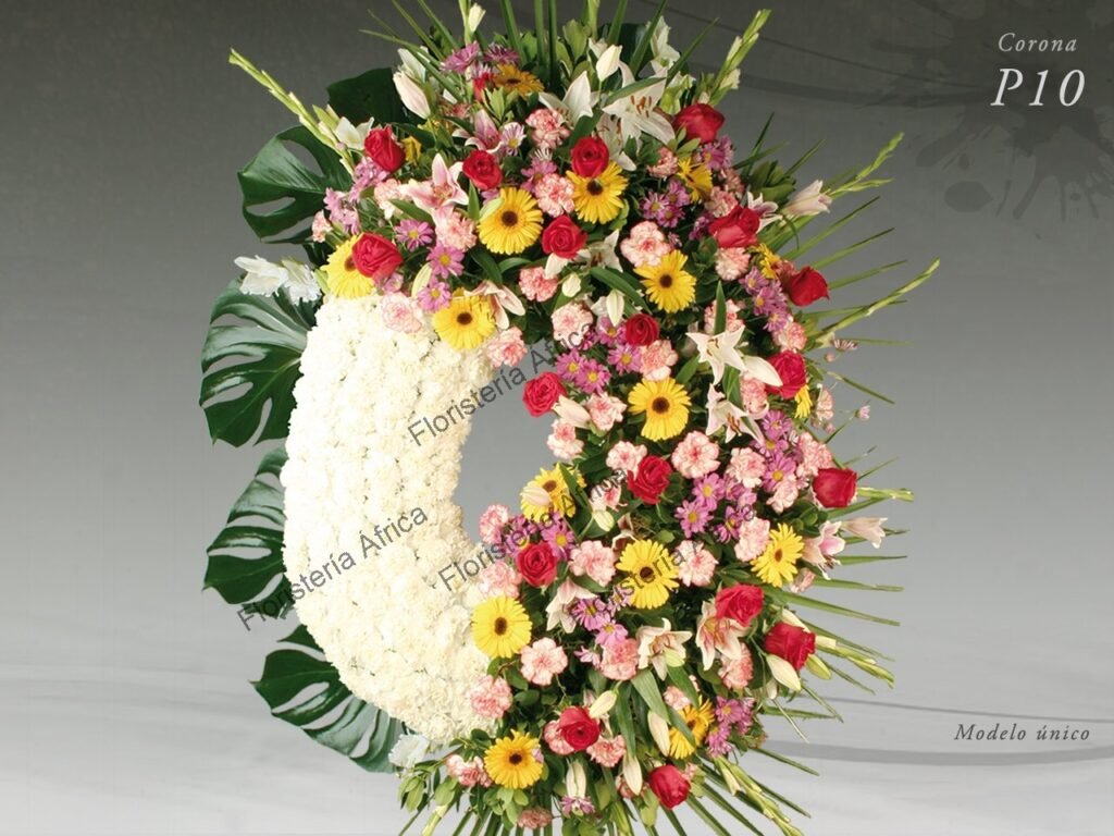 Corona floral P-10 para despedida funeral tanatorio Madrid