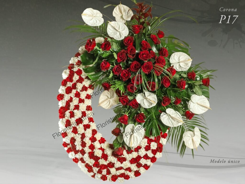Corona floral P-17 para tanatorio o funeral en Madrid