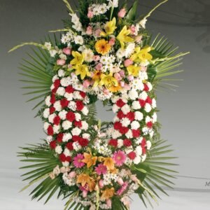 Corona floral P-7 flores naturales para funeral Madrid