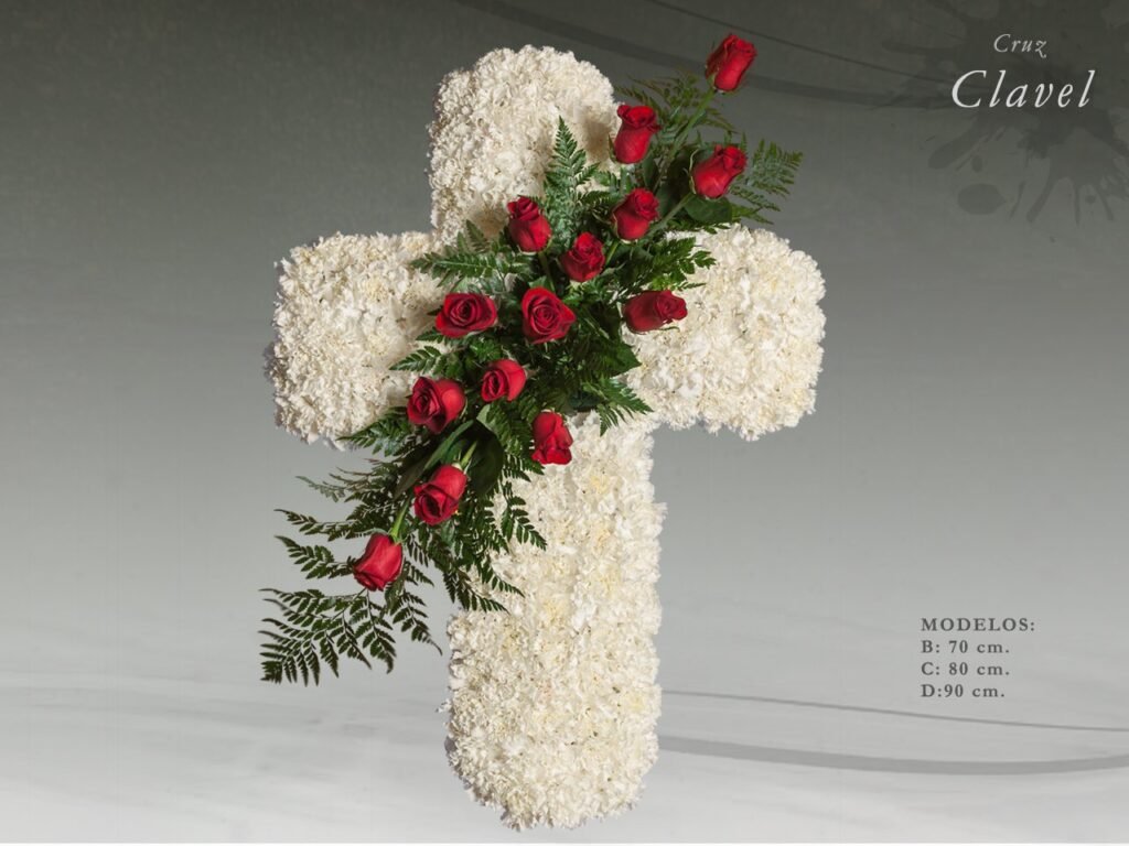 Cruz de claveles para funeral o tanatorio en Ajalvir Madrid