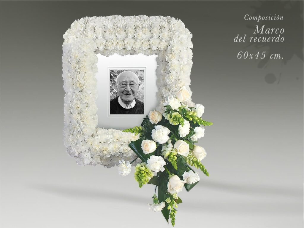 Corona de orquídeas blancas para funeral Madrid Ajalvir