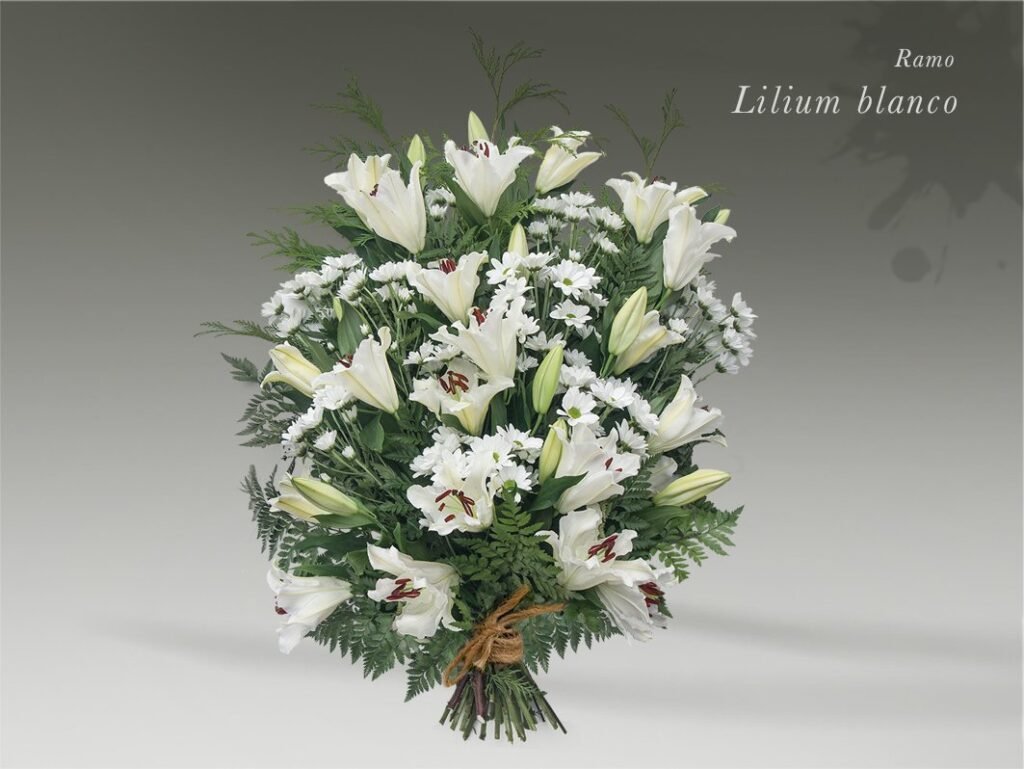 Ramo de lilium blanco para tanatorio funeral Madrid